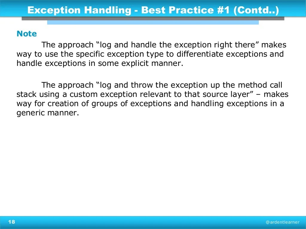 Exception handling & logging in Java Best Practices (Updated)