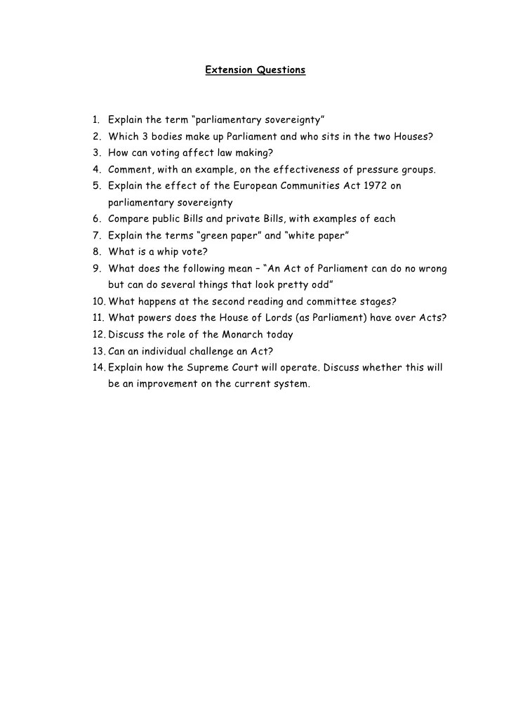 Extension questions