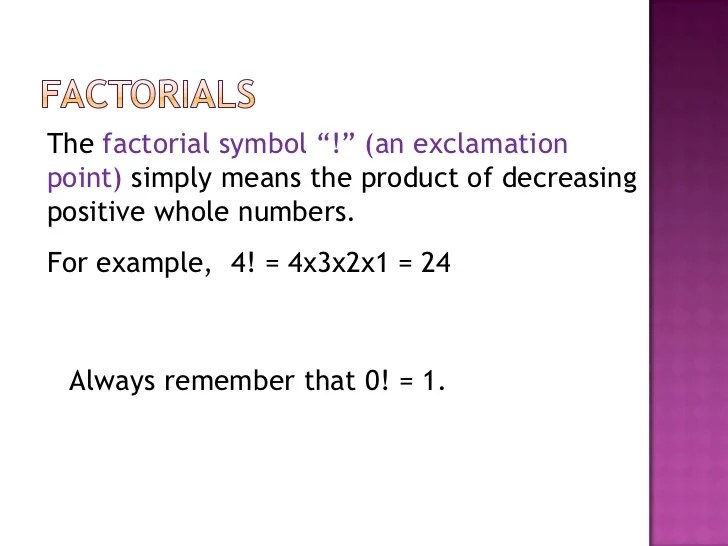 Factorials permutations