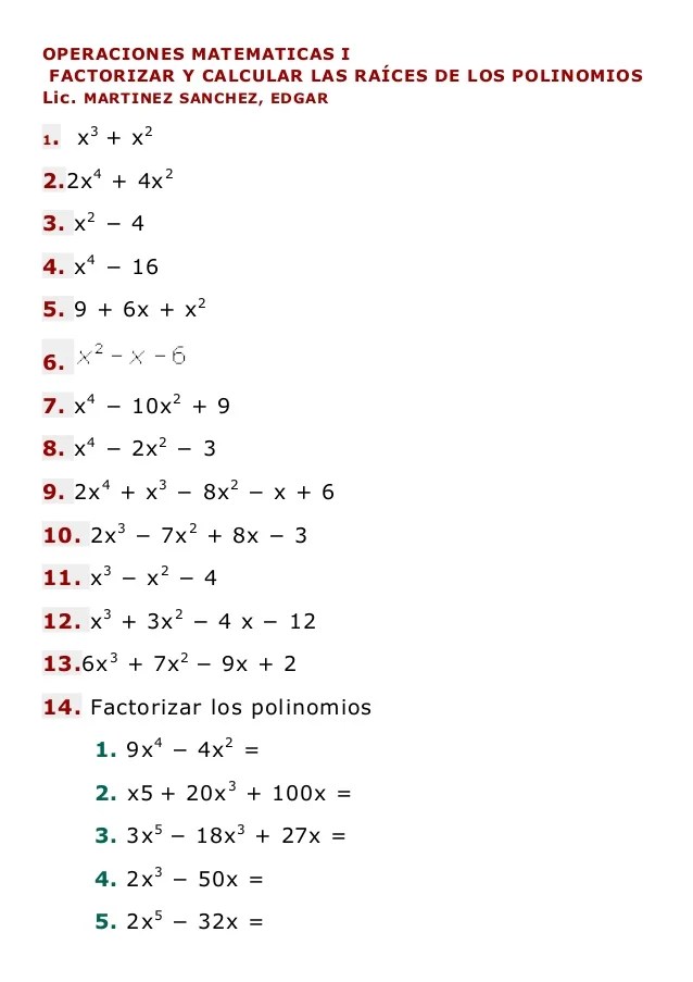 Factorizacion ejercicios