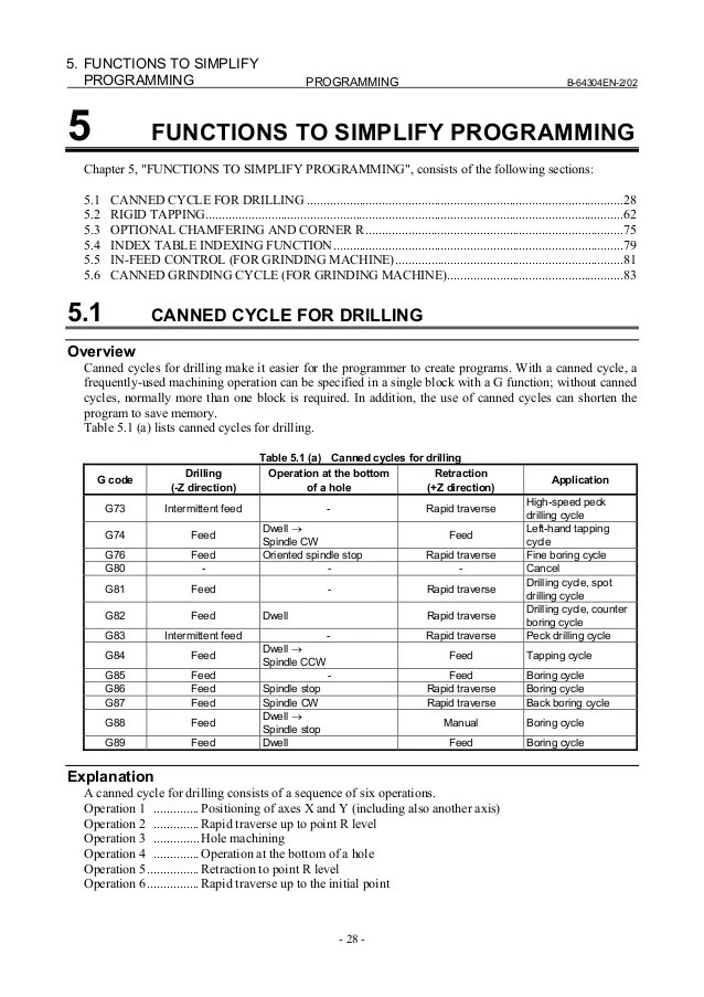 Fanuc 0i operator's manual