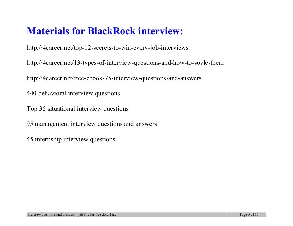 BlackRock interview questions and answers