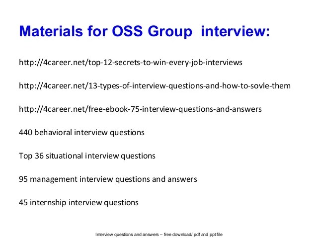 OSS Group vinterview questions and answers