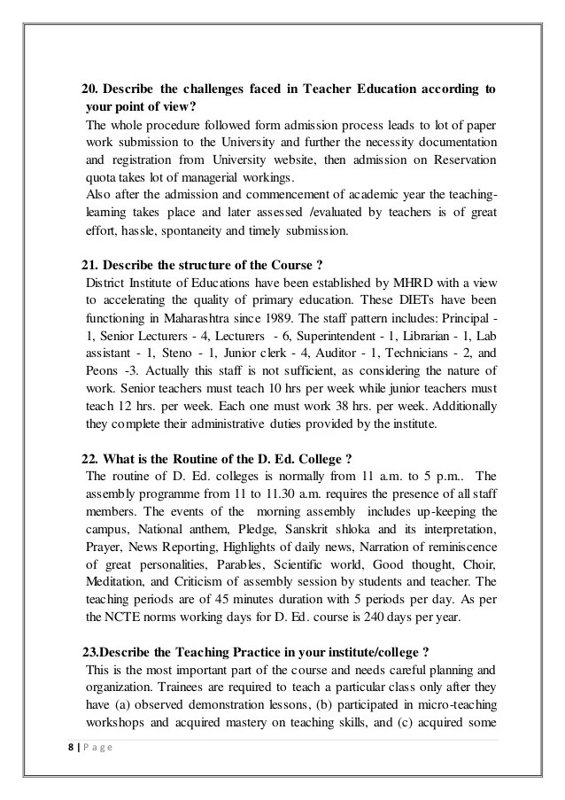Assignment on Interview of a Principal of a Teacher Education Institu…