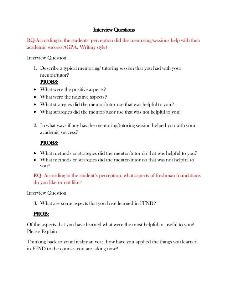 Final draft interview questions