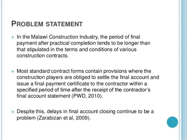 FINAL ACCOUNT CONCLUSION OF BUILDING PROJECTS
