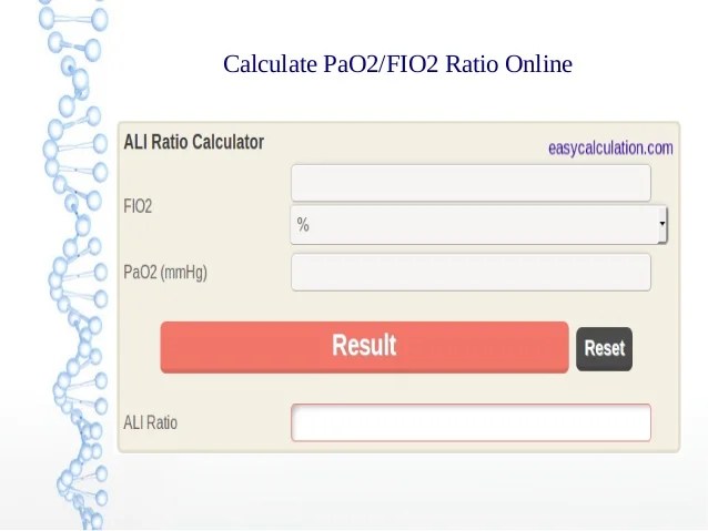 Fio2 Calculation Fraction of Inspired Oxygen