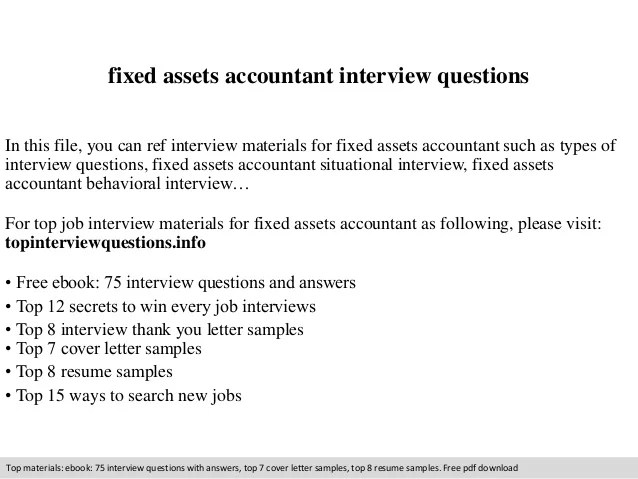 Fixed assets accountant interview questions