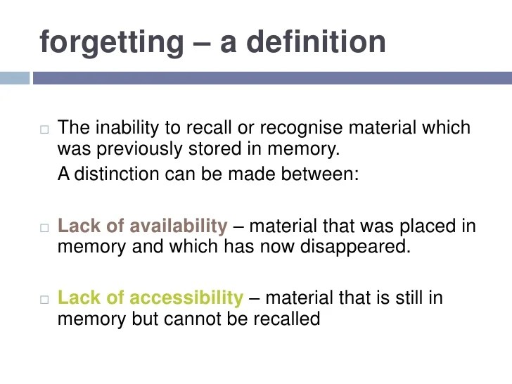 Decay Theory Psychology Definition