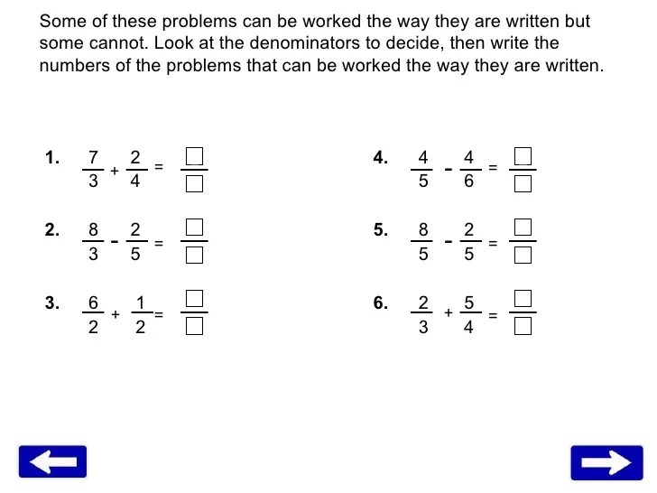 Fractions with like Denominators