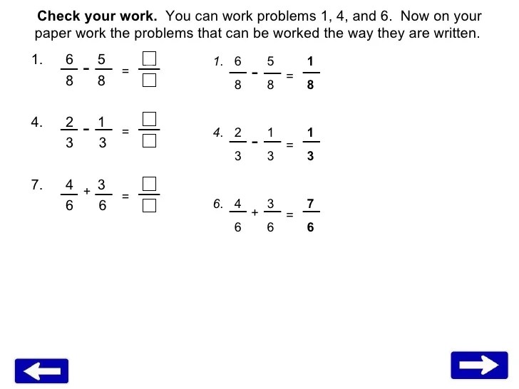 Fractions with like Denominators