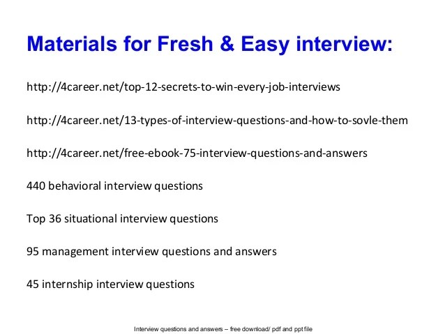 Fresh & easy interview questions and answers