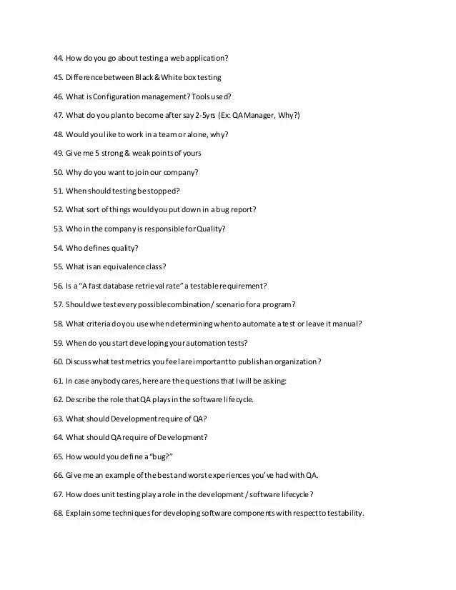 Fresher interview question for software testing (QA) manual + basic a…