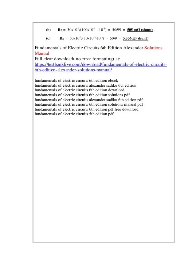 Fundamentals of electric circuits 6th edition alexander solutions man…