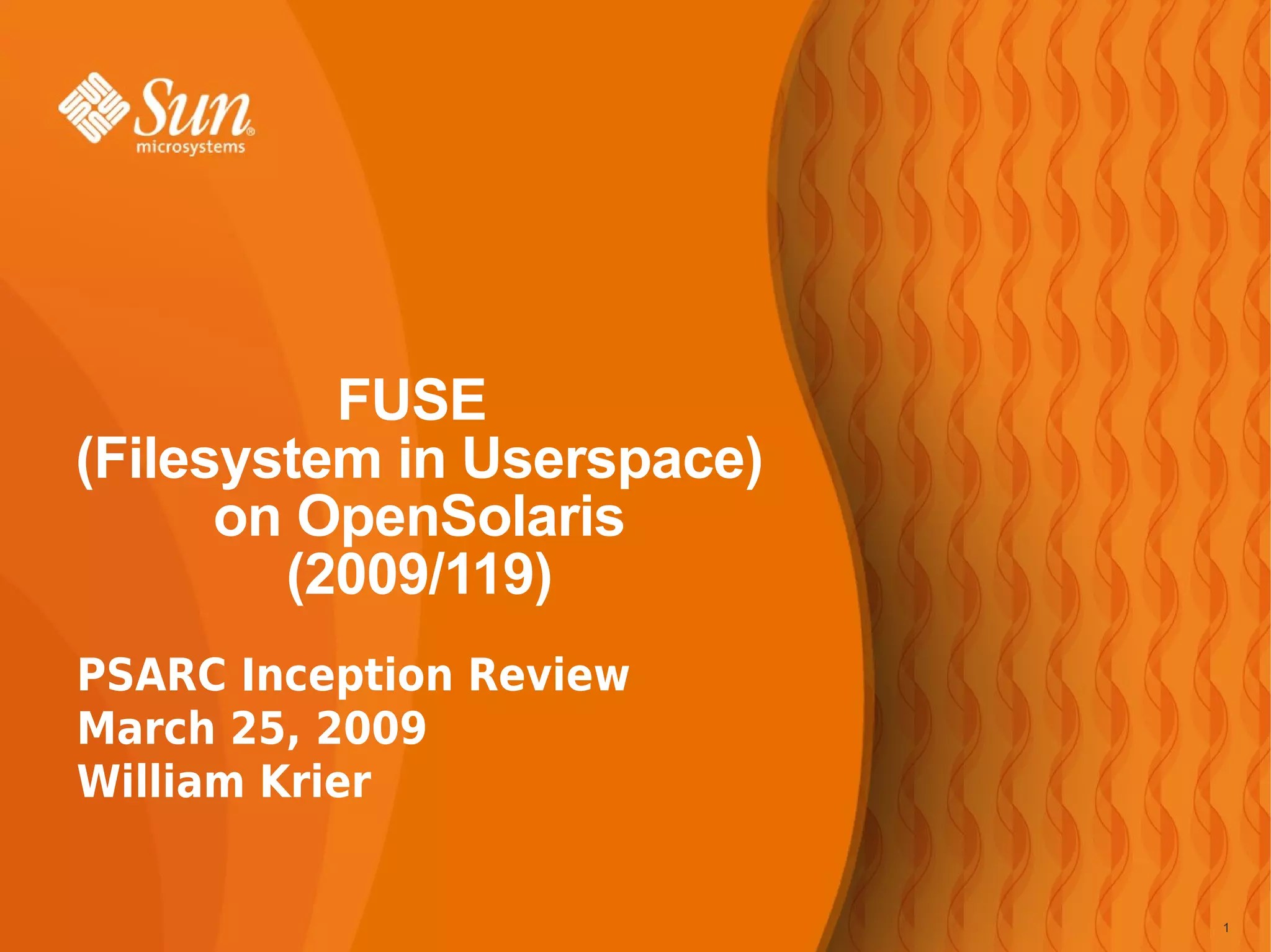 FUSE (Filesystem in Userspace) on OpenSolaris PPT