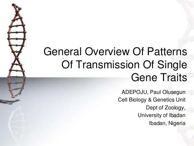 General overview of patterns of transmission of single gene traits