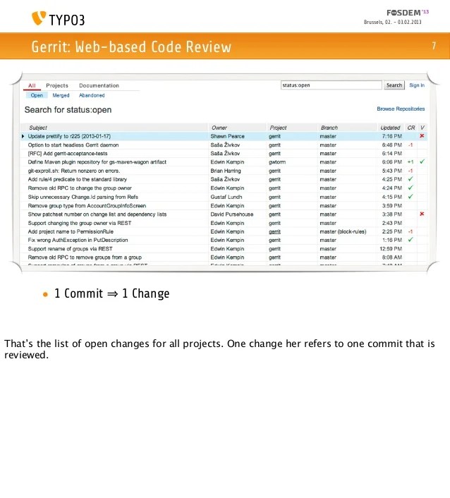 Using Gerrit Code Review in an Open Source Project