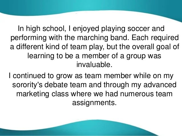 Give some examples of teamwork. best answers