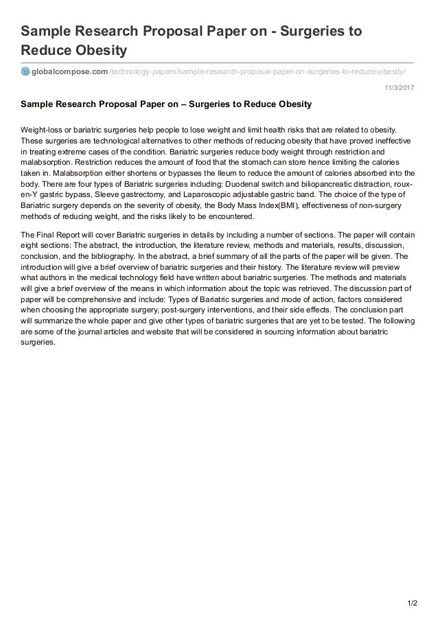 sample research proposal paper on surgeries to re…