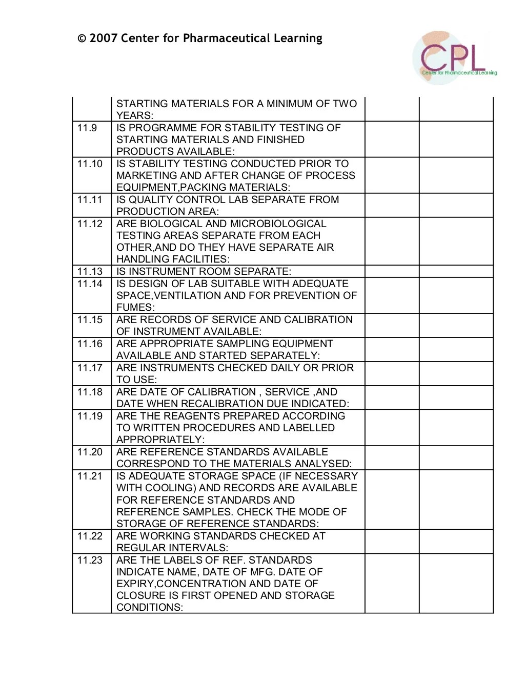 Gmp checklist