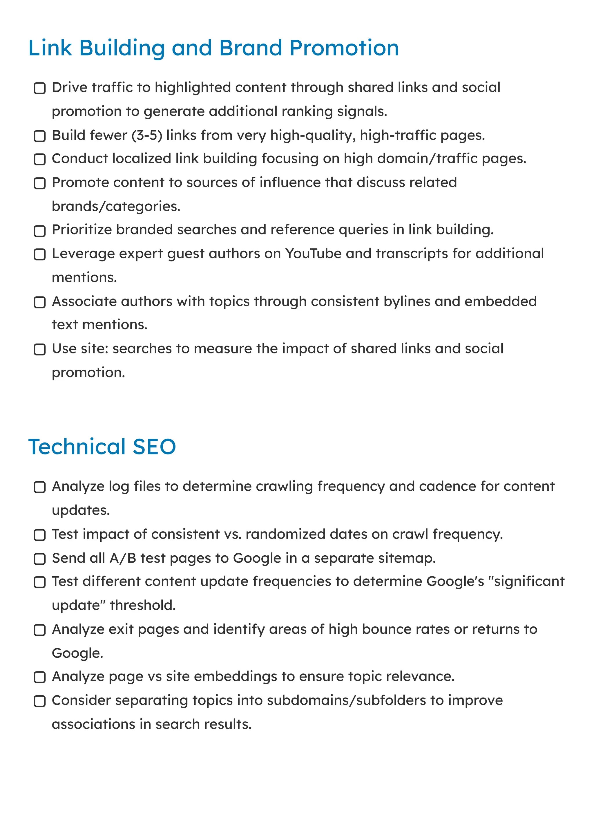 Google Algorithm Leaks Checklist for SEO PDF