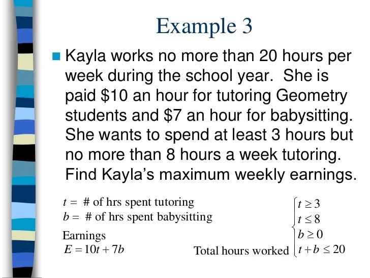 MYP 5 Real Life linear programming