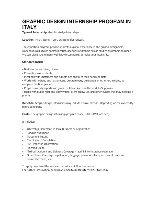 Graphic design internship program in italy