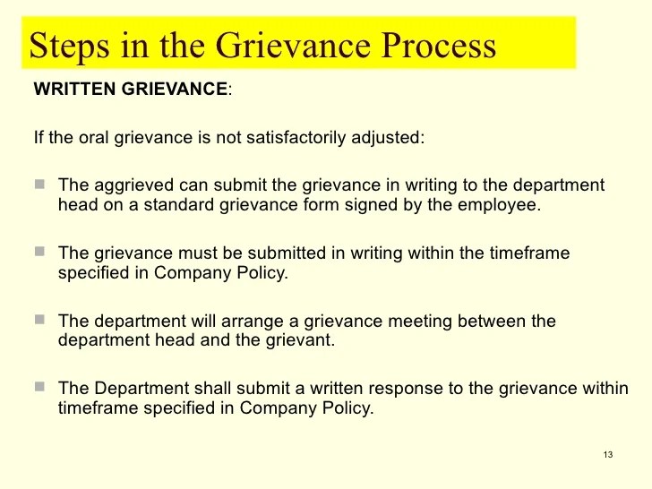 Grievance procedure