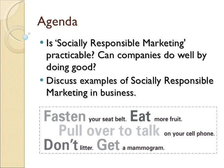 Socially Responsible Marketing