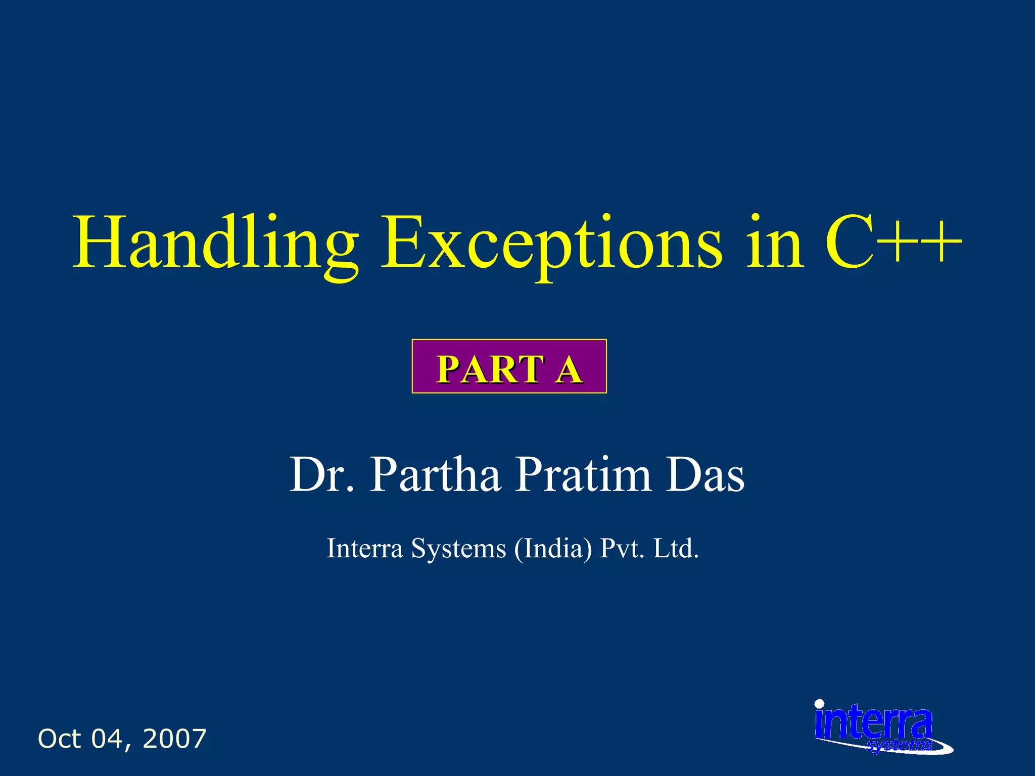 Handling Exceptions In C & C++[Part A] PPT