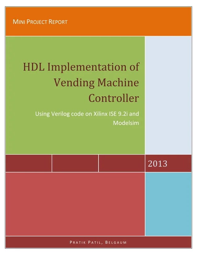 HDL Implementation of Vending Machine Report with Verilog Code PDF