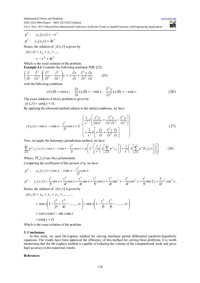 He laplace method for special partial differential equations