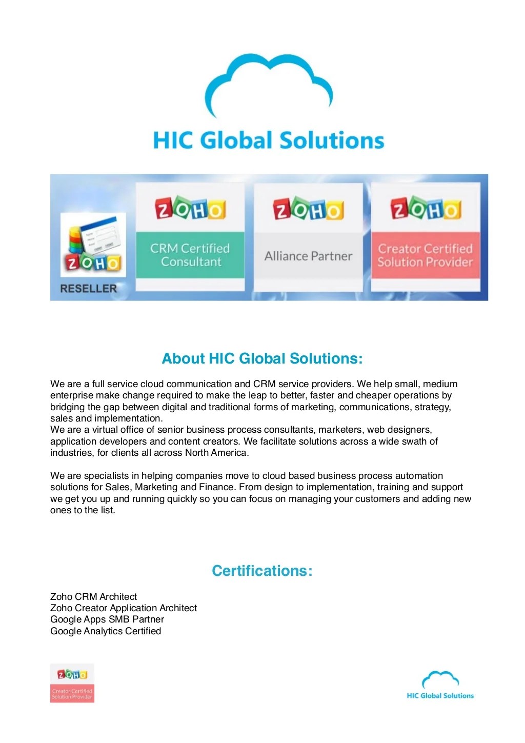 Hic Global Solutions ZOHO