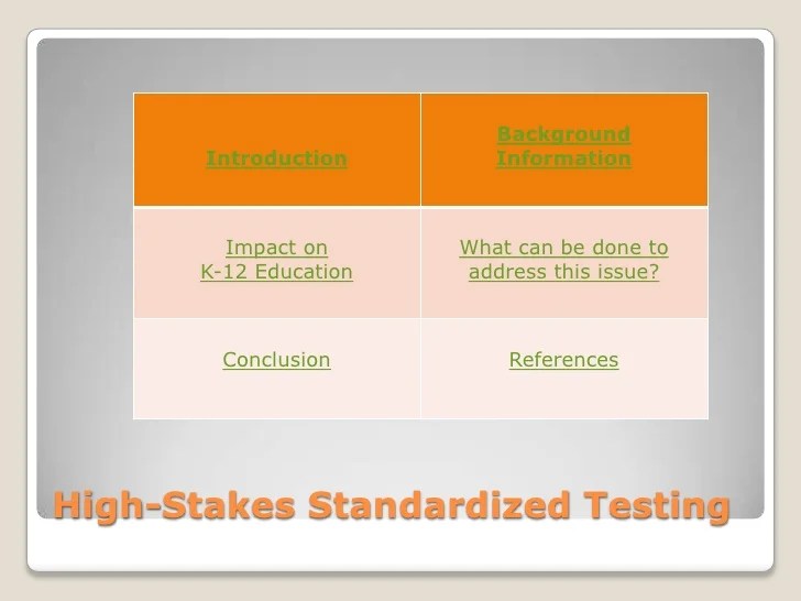 High Stakes Standardized Testing