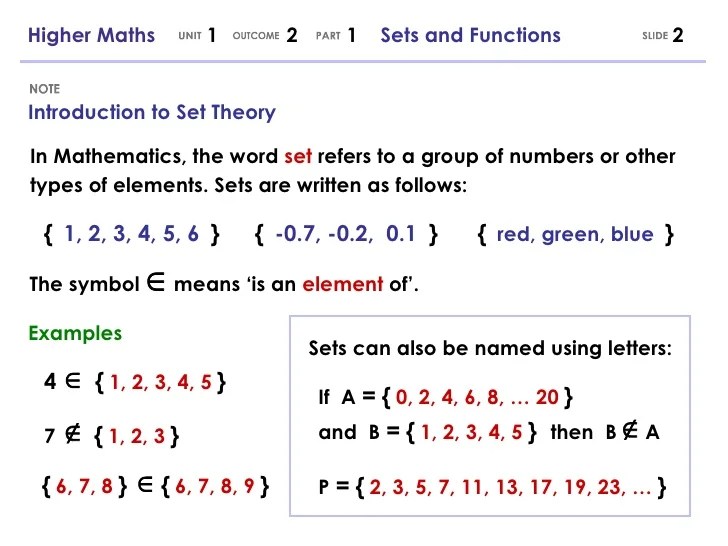 Higher Maths 1.2.1 Sets and Functions