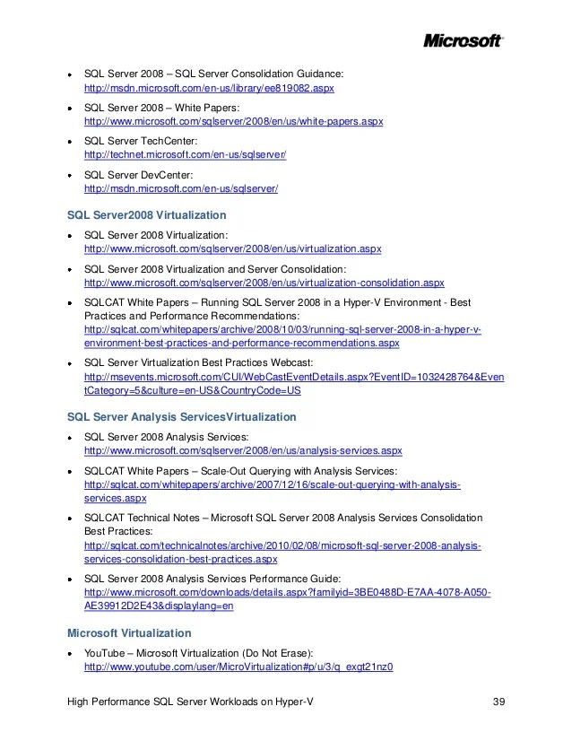 High performance sql server workloads on hyper v