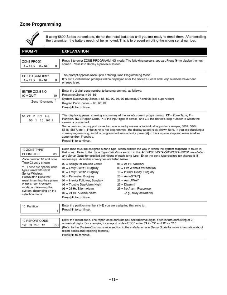 Honeywell vista-50p-programming-guide