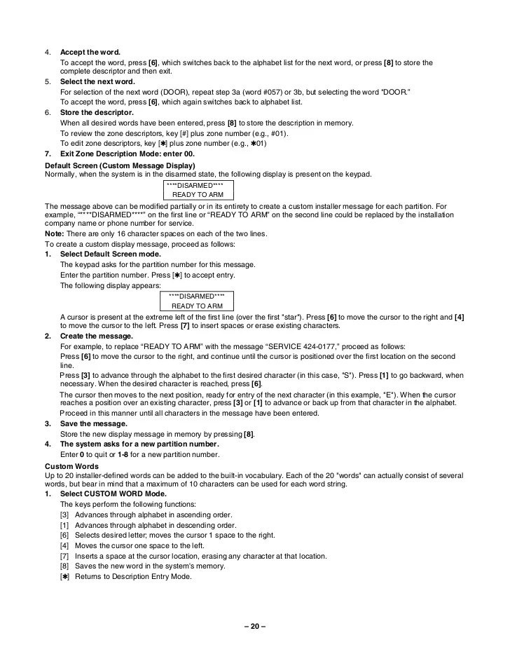 Honeywell vista-50p-programming-guide