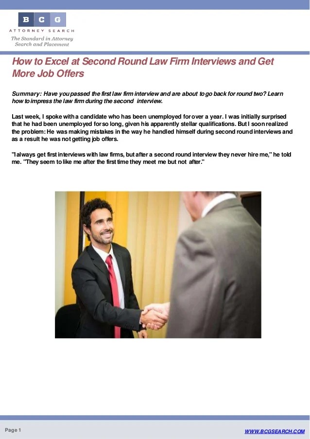 How to Excel at Second Round Law Firm Interviews and Get More Job Off…