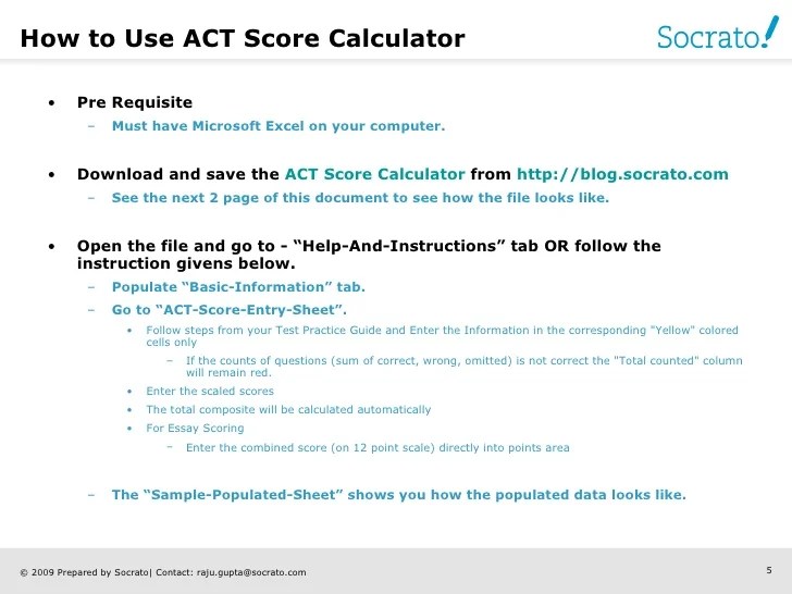 How To Use Act Score Calculator