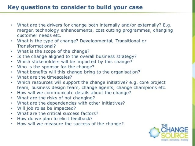 How to build a case for change