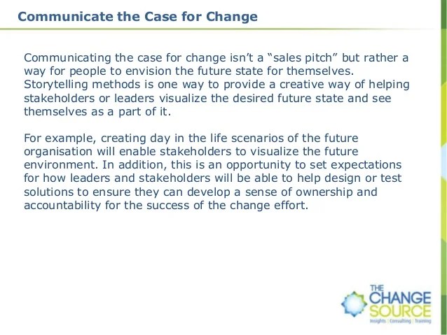 How to build a case for change