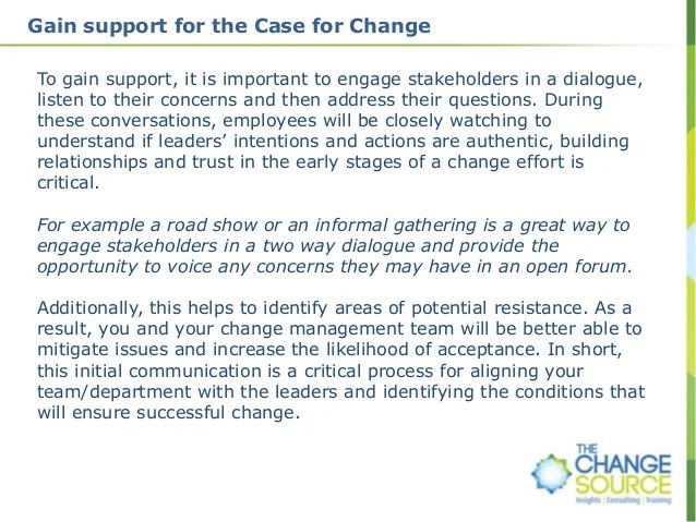 How to build a case for change