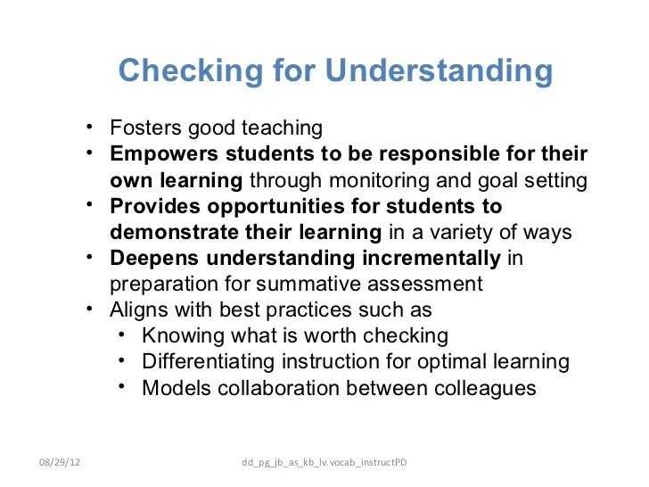 How to check for understanding