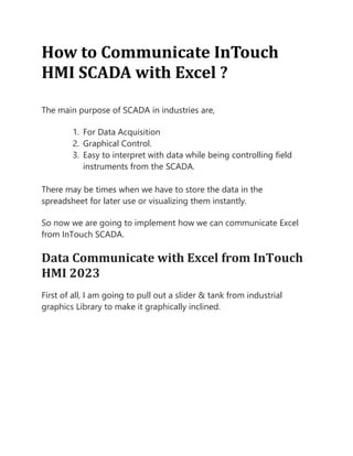 How to Communicate with Excel from Intouch SCADA | DOCX