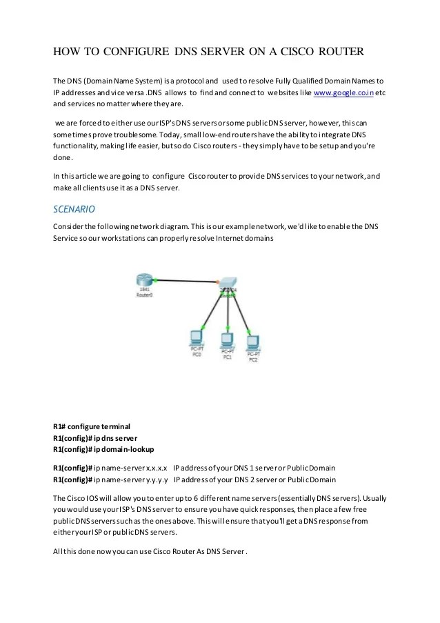 How to configure dns server on a cisco router