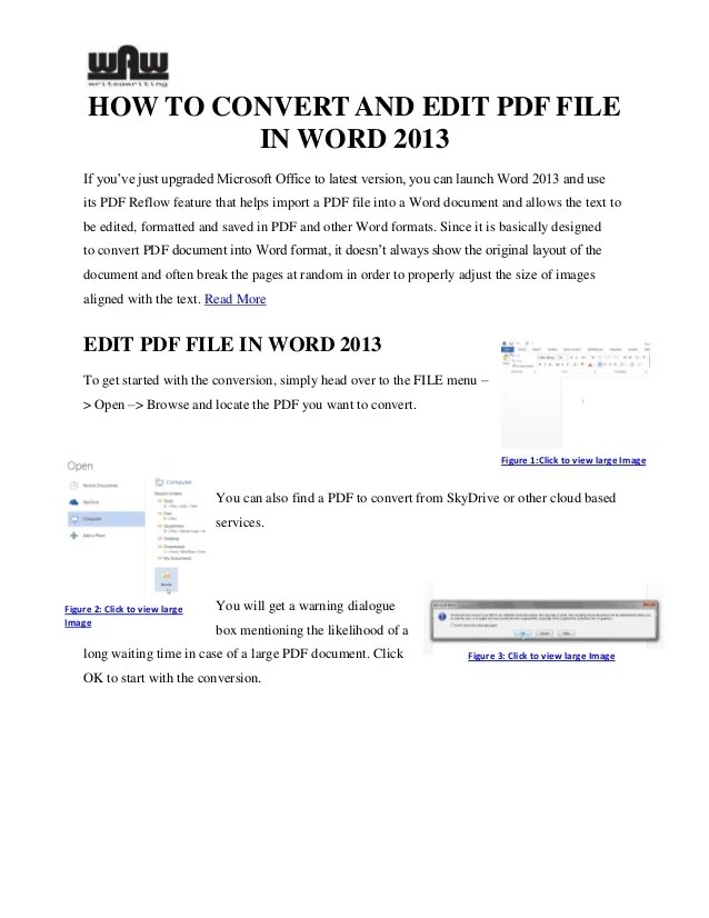 How To Convert And Edit A PDF File In Word 2013?