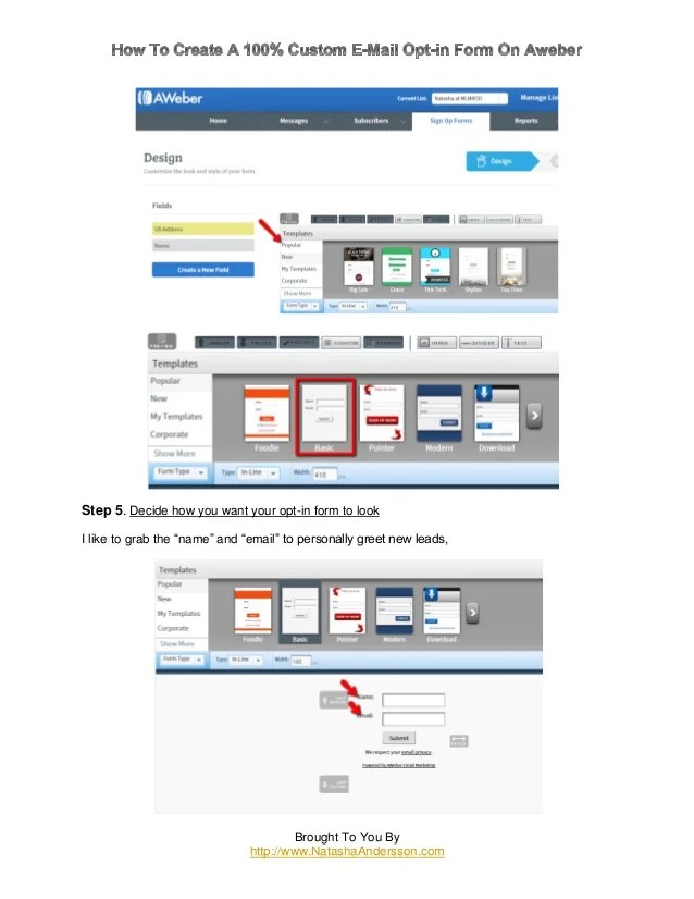 How to create a 100 custom email opt in form with aweber