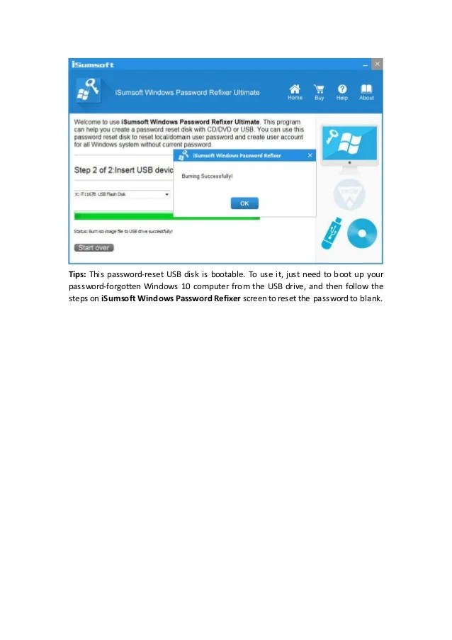 How to create a windows 10 password reset disk using usb flash drive