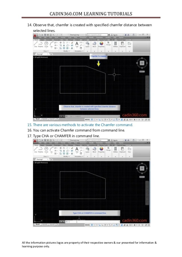 How to create chamfer using AutoCAD chamfer command